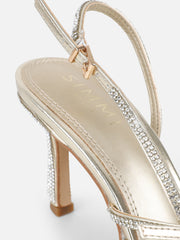 Serenitie Gold Diamante Buckle Detail Slingback Court Shoes