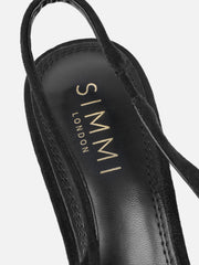 Liorra Black Suede Sling Back Court Shoes