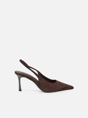 Liorra Brown Suede Sling Back Court Shoes