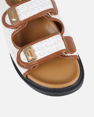 Patricia White and Tan Woven Chunky Sandals