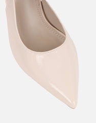 Limani Stone Pearlised Patent Slingback Courts