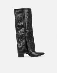 Liston Black Western Stitch Detail Heeled Boots