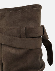Lowry Khaki Suede Foldover Chunky Boots
