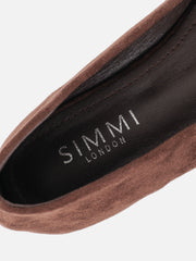 Viktoria Brown Suede Ballerina Flats