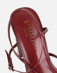 Xyla Burgundy Strappy Block Heeled Sandals