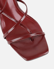 Xyla Burgundy Strappy Block Heeled Sandals