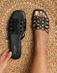 Lumi Black Slip On Flat Sandals