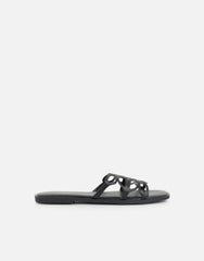 Lumi Black Slip On Flat Sandals