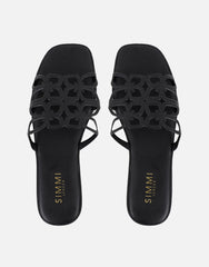 Lumi Black Slip On Flat Sandals