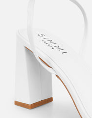 Citra White Strappy Block Heeled Sandals