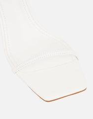 Penelope White Block Heeled Sandals