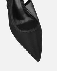 Morley Black Mesh Slingback Courts