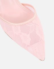 Deena Blush Lace Court Shoes