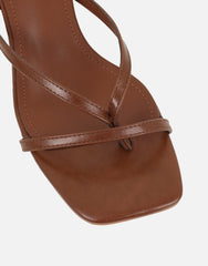Mandy Tan Toe Post Block Heeled Sandals