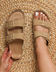 Manny Taupe Slip On Footbed Flat Sandals