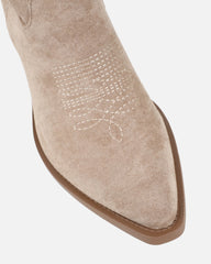 Marsha Beige Suede Embroidered Western Calf Boot