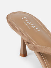 Jesse Dark Beige Suede Knot Detail Heeled Sandals