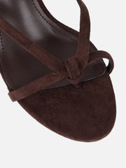 Jesse Brown Suede Knot Detail Heeled Sandals