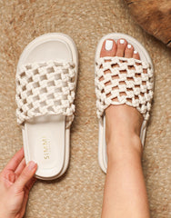 Vanya Stone Woven Mesh Chunky Flats