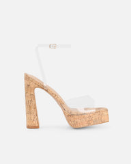 Mauraz Cork Clear Platform Heeled Sandals