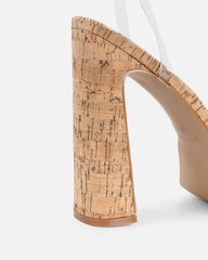 Mauraz Cork Clear Platform Heeled Sandals