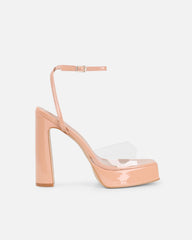 Mauraz Nude Clear Platform Heeled Sandals