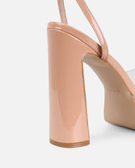 Mauraz Nude Clear Platform Heeled Sandals