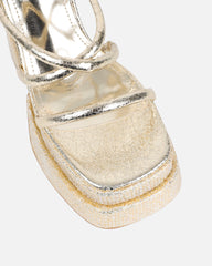 Troppaz Gold Metallic Platform Heeled Sandals