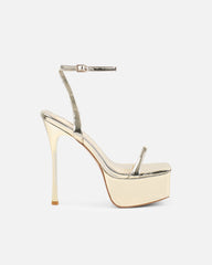 Nalai Gold Mirror Platform Heeled Sandals