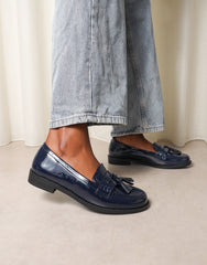 Nerri Navy Patent Tassel Loafers