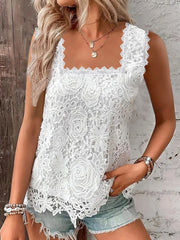 At Last Crochet Lace Crop Top - Black