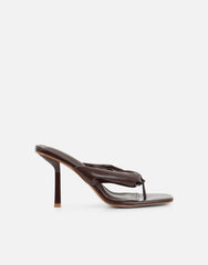 Lila Brown Toe Post Heeled Sandals
