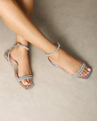 Shezz Silver Metallic Diamante Flat Sandals