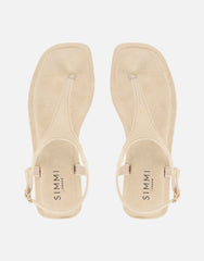 Perry Beige Suede Toe Thong Flat Sandals
