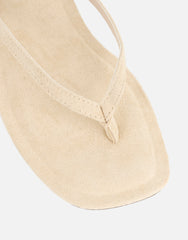 Kima Beige Suede Flat Sandals
