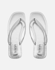 Kima Silver Metallic Flat Sandals