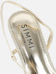 Pollis Gold Glitter Strappy Heeled Sandals