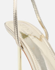 Priyanka Gold Mirror Bead Detail Heeled Sandals