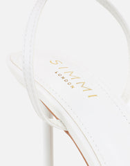 Priyanka White Bead Detail Heeled Sandals