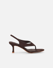 Raneece Brown Suede Toe Post Heeled Sandals