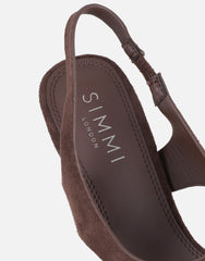 Raneece Brown Suede Toe Post Heeled Sandals