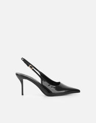 Samaya Black Slingback Court Shoes
