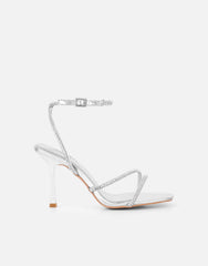 Sev Silver Mirror Diamante Heeled Sandals