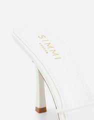 Mindy White Patent Heeled Mules