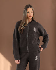 Romy Simmi studios chunky knit hoodie in teddy