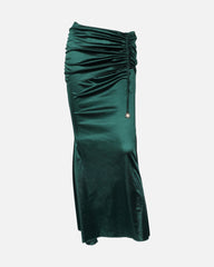 Palm Emerald Satin Sun Maxi Skirt