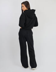 Maeve Simmi Studios Varsity Slogan Hoodie in Black
