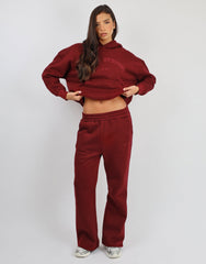 Maeve Simmi Studios Varsity Slogan Hoodie in Cranberry