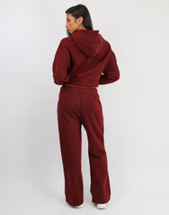 Maeve Simmi Studios Varsity Slogan Hoodie in Cranberry