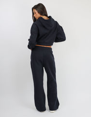 Maeve Simmi Studios Varsity Slogan Hoodie in Oxford Blue
